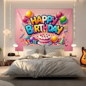 Joyful Birthday Party Theme Tapestry – Perfect Party Decor Gift ✨ Cake & Candy Print, Living Room Backdrop Decor, Maxes Out Birthday Gathering Vibe