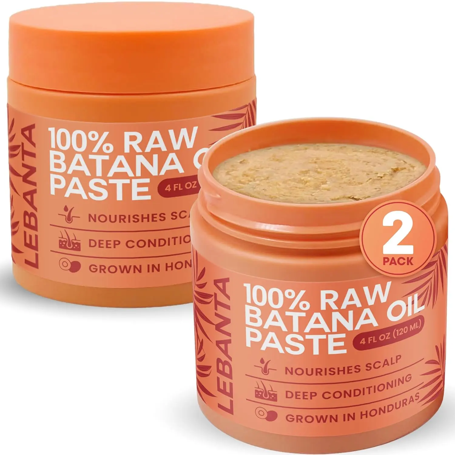 LEBANTA Batana Oil for Hair Growth - 100% Pure Organic Paste from Honduras, Cold-Pressed Scalp Mask for Thicker, Stronger Hair - Haircare for Men & Women, 4oz, Hair Growth Products