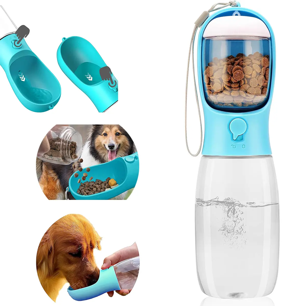 19oz Stainless Steel Dog Water Bottle - 2-in-1 Anti-Leak Portable Hydration Solution, Leak-Proof Pet Dispenser with Activated Carbon Filter, Built-In Travel Bowl for Hands-Free Walking, Hiking (Hydration BFF)