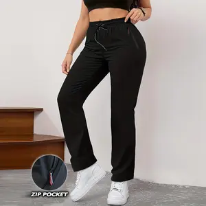 Women’s summer pants for training and casual wear; solid-color yoga/leisure long pants with side pockets, suitable for gym and outdoor activities