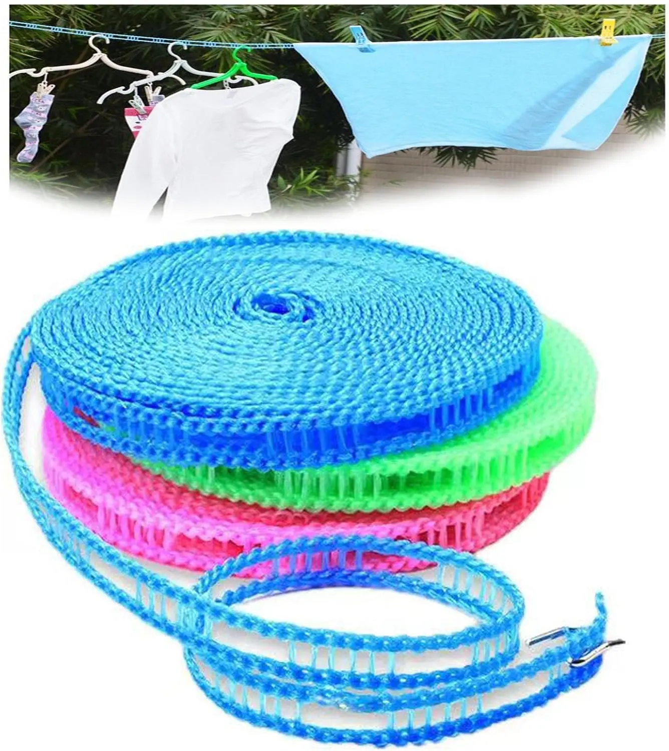 Portable Windproof Nylon Clothesline - Hanging Drying Rope for Laundry Room, Outdoor Camping Use (Home Supplies, Laundry Tools & Accessories)