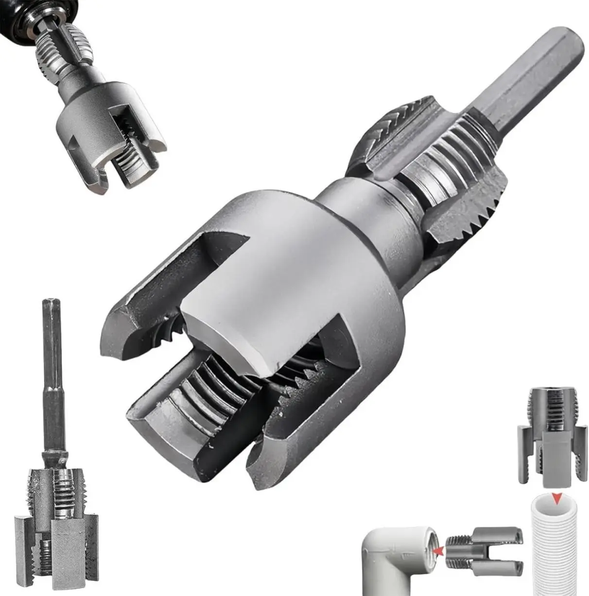 PVC Pipe Thread Cutting Tool - 1/2'' 3/4'' Integrated Internal & External Pipe Threading Tool Upgrade Pipe Thread Cutting Tool for Plumbing DIY Repairs