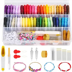 488 count String Bracelet Making Kit, Friendship Bracelet String Kit with 50 Skeins Embroidery Floss   Thread, 400 count Friendship Bracelet Beads, 37 count Embroidery Tools