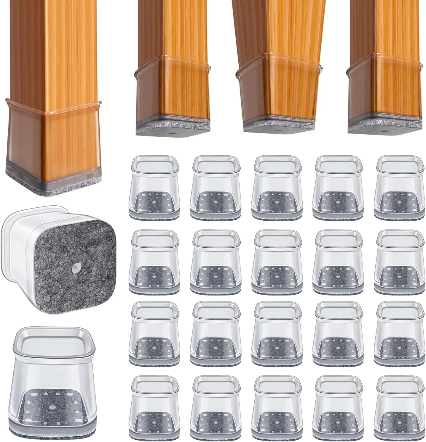 Square/round silicone furniture pads, table and chair leg scratch-proof floor protection pads, anti-wear furniture sliding pads for hardwood floors, noise reduction chair leg covers protectors protective