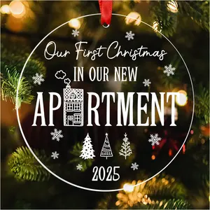 Our First Christmas in New Apartment 2025 - Apartment Decor Housewarming Gifts, Housewarming Gifts for Couples & Families - 1st Apartment Christmas Ornament - New Home Gift Ideas - Acrylic Ornament