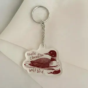 Stupid Canadian Wolf Bird Keychain, Hockey Romance Bookish Gift, Hockey Romance, Heated Rivalry & Hollanov Inspired Keychains, LGBT Keychain