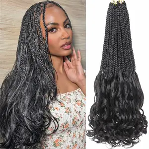 Alrence French Curl Crochet Braids 14 Inch 3 Packs Goddess Box Braids Crochet Hair Pre Looped French Curly Braiding Hair Extensions Crochet Box Braids Curly Ends Box Braids French Curly Crochet Hair Crochet Braid Hair Extension For Women