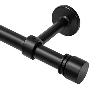 Heavy Duty Extra Long Curtain Rods 144-240 Inches, Adjustable for 12-20ft Large Windows & Sliding Doors - 1" Thick Metal Reinforced Brackets, Black Curtain Drapery Rod for Living Room Outdoor Patio