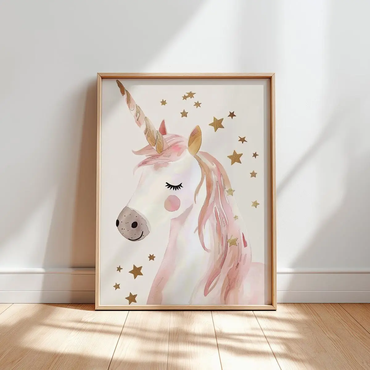 Enchanting Unicorn Kids Room Poster Pastel Wall Art for Nursery & Playroom, Unframed