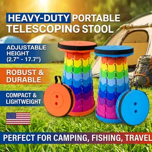 Set of 2 Foldable Stools – Portable & Lightweight, Retractable Design – 400 lb Max Load Capacity – Compact Folding Stools (Ideal for Hiking, Camping, and Backyard BBQs)
