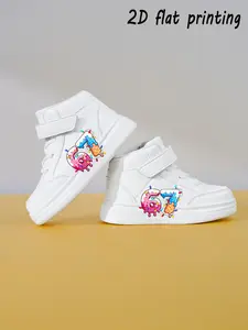 Kids Cartoon Number 67 Print Hook Loop Casual High Top Sneakers