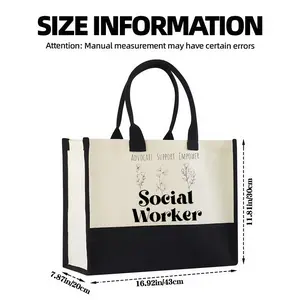 1pc Large Capacity Social Worker Tote Bag - Heavy-Duty Handbag with Social Worker Design & Advocacy Slogan, Open-Top Durable Women's Work Bag for Work, School, Travel - Ideal Gift for Social Workers, Teachers, Counselors (White/Black) - Hand Washable, Sp