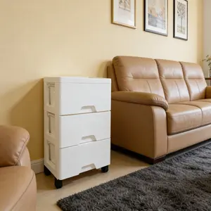 3-Drawer Plastic StorageCabinetFeaturesathickeneddustproofdesign,smoothsurface,andminimalistwhitestyle.Suitableforstoringbedroom,bathroom, and office essentials - Modern clear front for easy viewing, versatile for year-round bedroom storage.