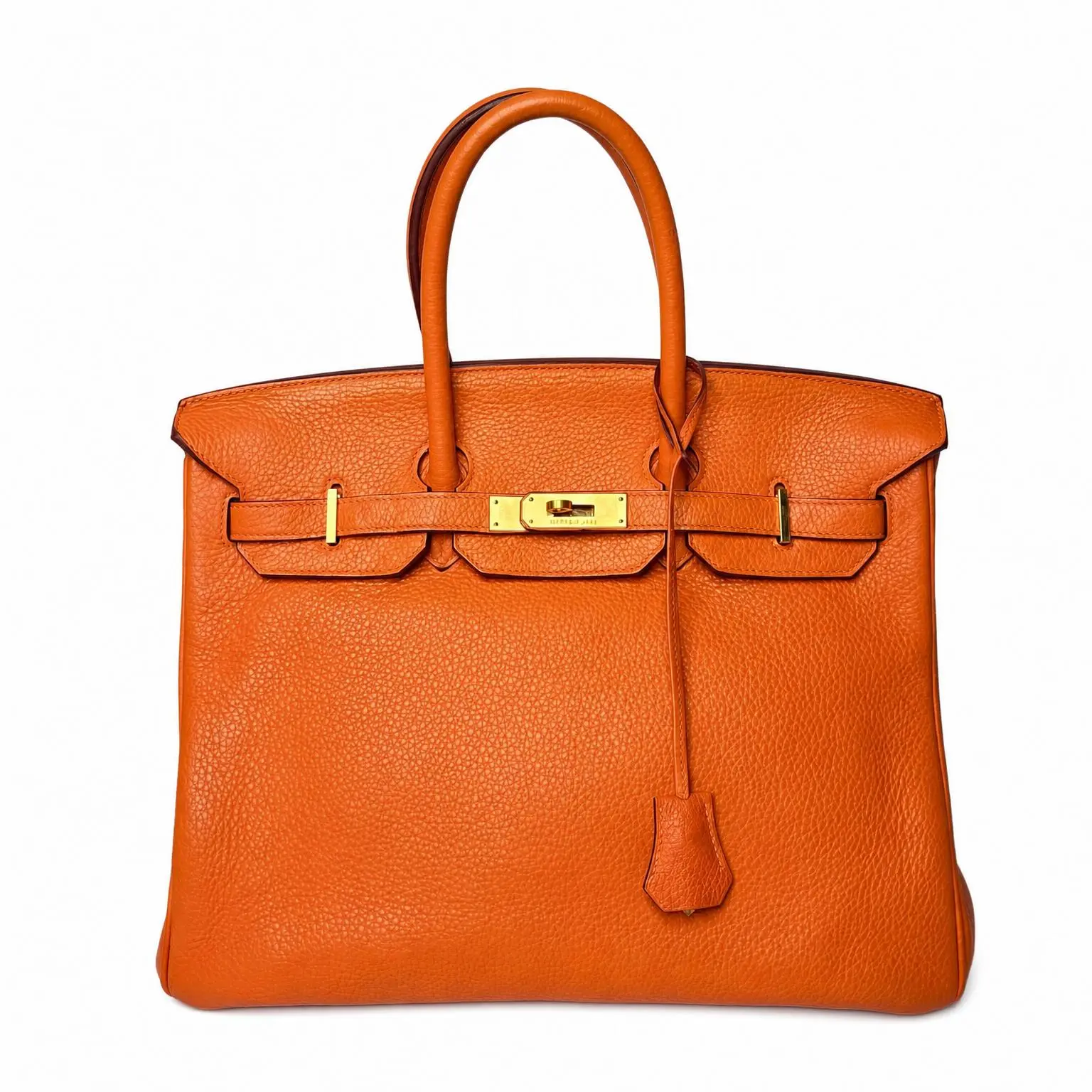 Pre-owned HERMÈS X Top Handle Bags Terre Battue Togo Birkin 35 Gold Hardware Orange 2606270016