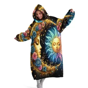 hoodie blanket，Wearable Blanket，Unisex Hooded Blanket with Sun Goddess Moon Goddess Design, Soft Wearable Blanket with Sleeves, Perfect for Sleep and Casual Gifts，Christmas Gift,Valentine's Day gift, Soft Fluffy Blanket
