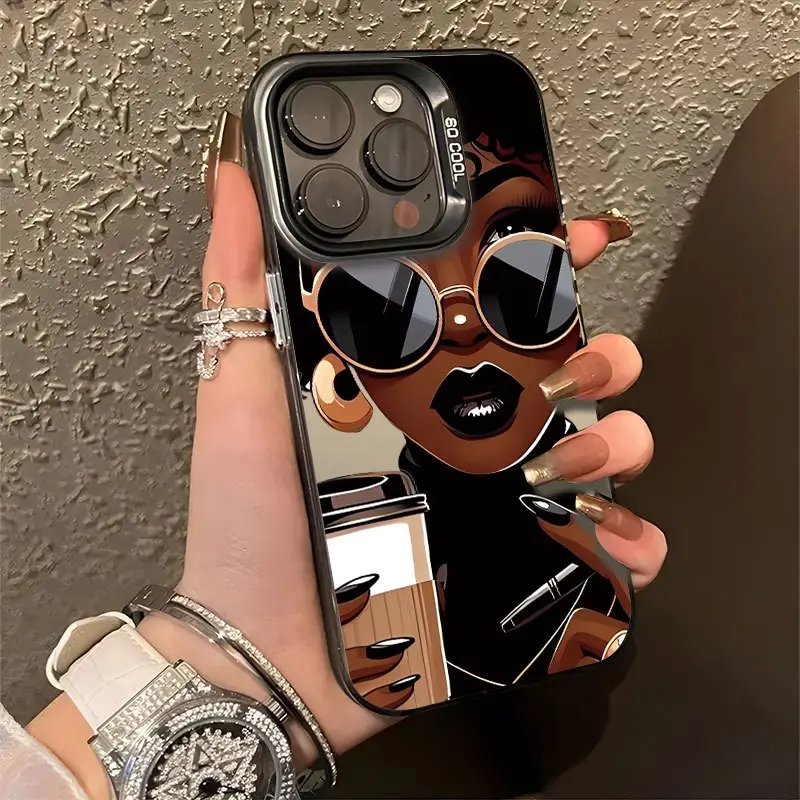 A Cool Trendy Fashionable Animated Girl Pattern Laser Phone Case, Suitable for iPhone 17 Air/16 Plus/15 Pro Max/14 Pro/13/12/11/XS Max/X Phone Case, Ideal Gift for Family, Friends, Lovers, Girlfriends CY465