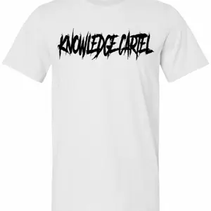 Knowledge Cartel White T-Shirt - Men's Casual Wear with Bold Black Logo Design