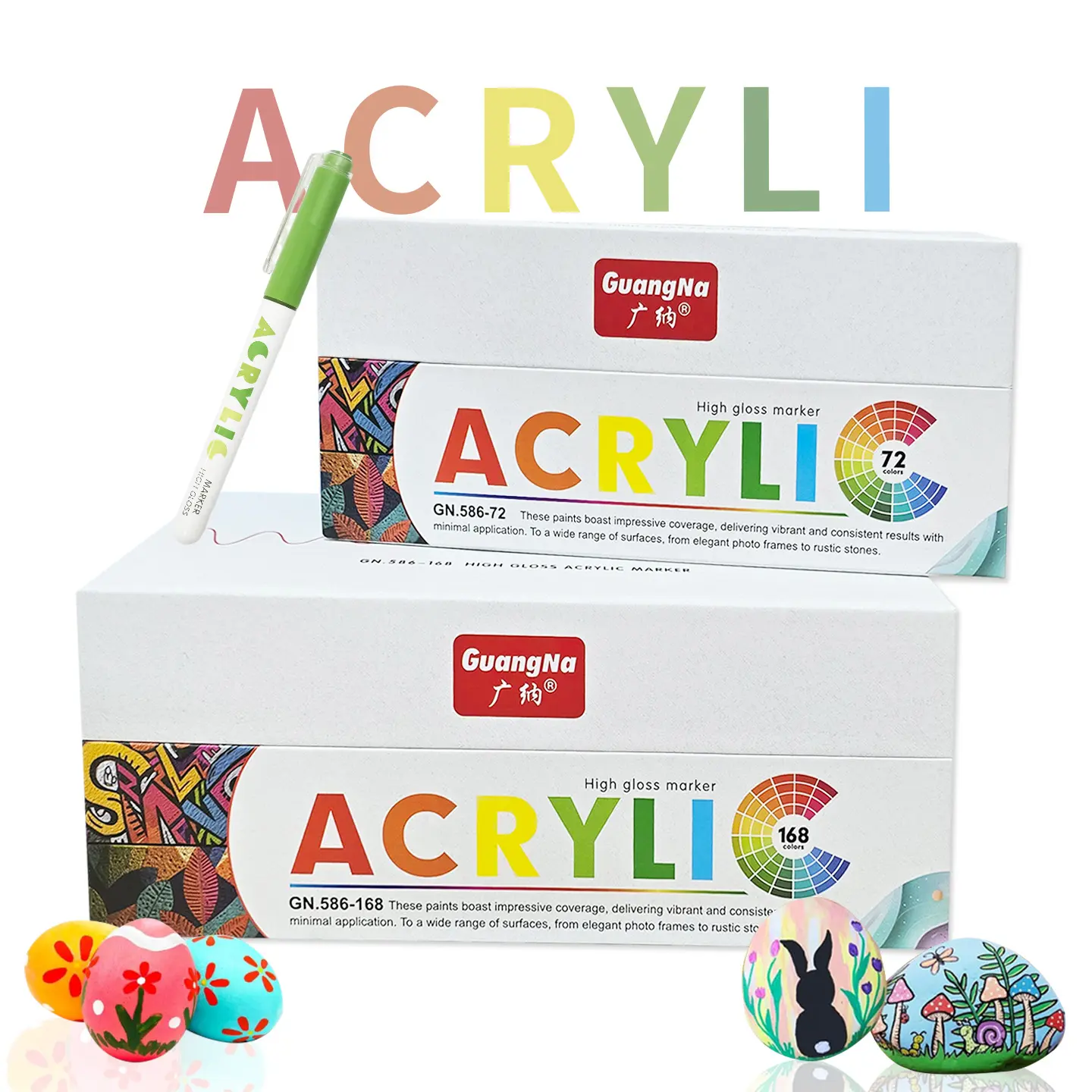 Guangna Gel Pens Set, 168pcs Large Capacity, 1.0mm Medium Tip, Smooth Writing, Durable Plastic Case, DIY Crafts Art Supplies, Acrylic Paint Pen
