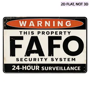 1PC Vintage "FAFO Security System" Warning Metal Sign Retro Rustic Funny Property Protection Wall Decor, Perfect for Indoor & Outdoor Use in Man Cave, Garage, Bar, Home Office, Patio, Yard, and Farmhouse, Ideal Durable Decor & Humorous Gift