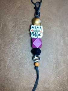 Purple Mama Needs Coffee Keychain