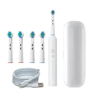 Travel Rotating Electric Toothbrush, 4 Heads, 3 Modes, 2min Timer, Ipx7 Waterproof, Family Adults Braces, Lithium Battery, Rechargeable Electronic Toothbrushes, Fda Registered