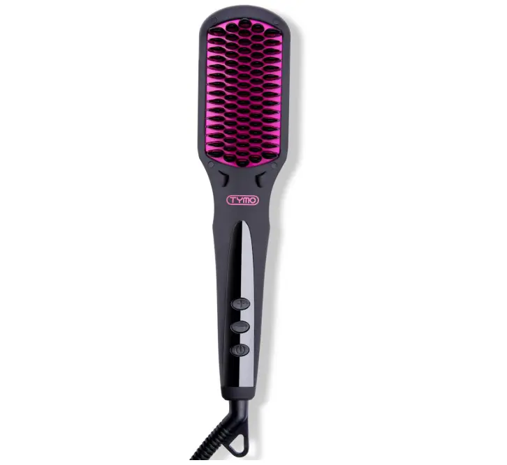 TYMO Ionic Hair Straightener Brush - One-Step Hair Straightener for Women, Straightening Brush with Negative Ions, 16 Temp Settings, LCD Display, Dual Voltage, Hot Comb Flat Iron for Frizz-Free Styles