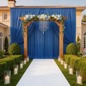 30x10FT Royal Blue Draping Background Curtains, 6 Panels 5x10FT Silky Polyester with Elegant Flow for Outdoor Wedding, Baptism, Birthday, Photo Studio