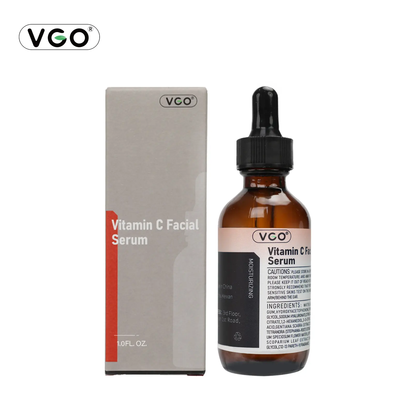 VGO Vitamin C Brightening Hydrating Glow Serum with Hyaluronic Acid, Vitamin E & More - Targets Dullness, Boosts Radiance, Enhances Skin Tone, Balances Complexion