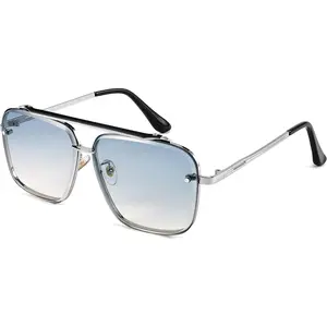EyeconicFinds Sunglasses, Fashion Square Pilot Sunglasses, Vintage Metal Gradient Glasses for Men and Women, B4104