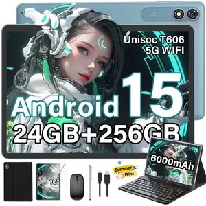 【DealsForYouDays FathersDayGift】2026 PYNAREL 10.1 inch Android 15 Tablet, 2.4G/5G WiFi, 2 in 1 Tablet with keyboard, Case, Mouse, Stylus, Protective Cover, Back-to-school Gifts&Father's Day Gift Bundle summerwins