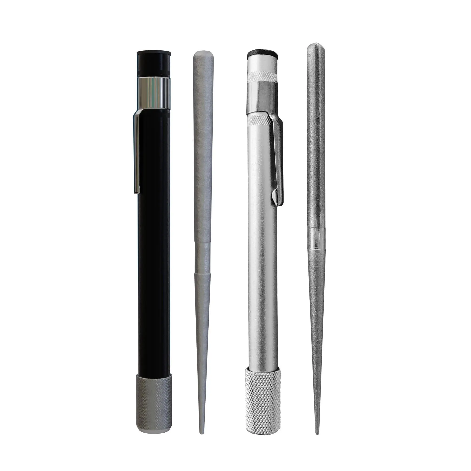 x2Serrated Piece Serrated Knife Sharpener with Retractable Diamond Sharpening Rod. Repairs, Restores, Polishes Serrated or Straight Blade. Pocket Knife Sharpener (Black, Silver)