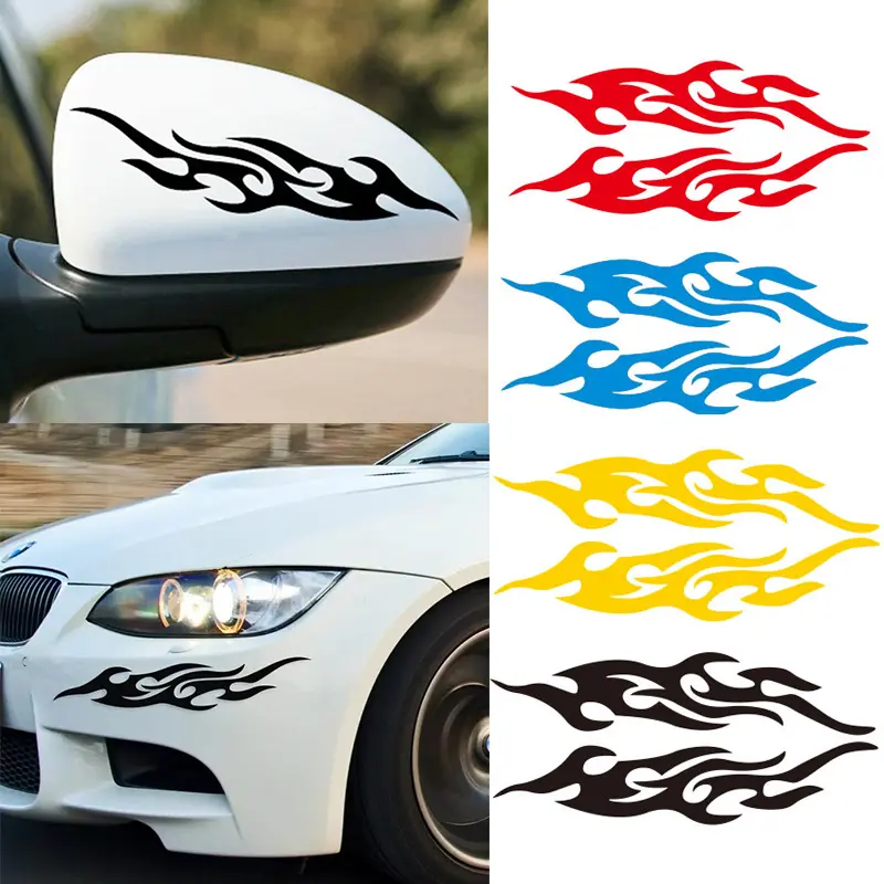 2 Pcs Car Decal Stickers Fire Flame Sticker Car Auto Reflective Cover Scratches Flame Stickers Car Styling Decals Accessories