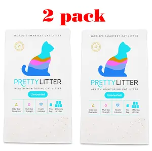 Pretty Litter 2pack Health Monitoring Multi-Cat Crystal Cat Litter - Unscented, Lightweight 8 lb
