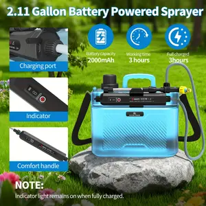 Portable USB Rechargeable Sprayer, 4 Adjustable Nozzles, Three Spray Modes, Real-Time Battery Display, Garden Watering Can, 2000mah, Spray Nozzle Tips