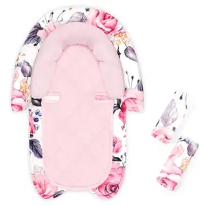 2-in-1 Baby Car Seat Head & Body Support Insert with Strap Covers, Reversible Soft Breathable Newborn Cushion Pads, Baby Accessories for Preemies, Ideal for Car Seats & Strollers (Floral)