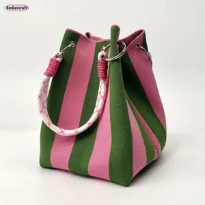 Boho Woven Bucket Bag for Women, Handmade Knitted Crochet Shoulder Bag, Lightweight Summer Beach Vacation Bag, Stylish Bohemian Handbag for Travel, Daily Use and Holiday Outfit