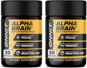 ONNIT Alpha Brain Nootropic Dietary Supplement Capsules for Men & Women, IGEN Non-GMO Tested, Brain Health Support with L-Theanine & Vitamin B6, Focus Vitamins Supplements, 30-Count Each, 2-Pack (60 Capsules)