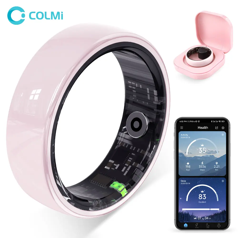 COLMI R02 Gold Smart Ring – Body Temperature, Heart Rate, SpO2, Sleep Tracker with IP68 Waterproof – Must Confirm Finger Size Before Order,father'sdaygifts