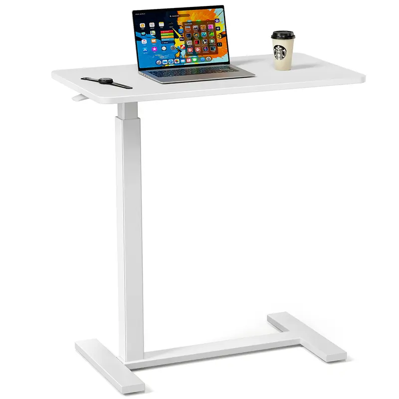 360° Swivel Sturdy Portable Desk - Foldable Adjustable Multi-Function Rolling Modern Office Furniture, Small Overbed Table with Wheels for WFH Setup, Good Posture Desk Setups
