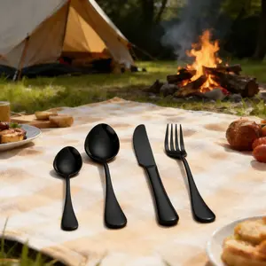 24-Piece Silverware Set with Steak Knives,Flatware Set Service for 6 Person, Food-Grade Stainless Steel Cutlery Set,Includes Knife Spoon And Fork