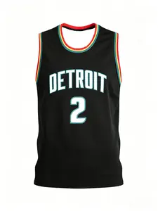 Men's Detroit 2 Basketball Jersey, Sleeveless Mesh Breathable Sport Top Workout Tops, Vintage Streetwear Training Gear, Loose Fit, All Seasons
