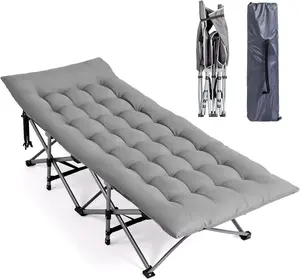 Folding Camping Cot Bed,Camping Cots for Adults with Mattress, Foldable Cots for Sleeping with Pillow 1200D Layer Oxford for for Guest,Travel,Hiking Grey