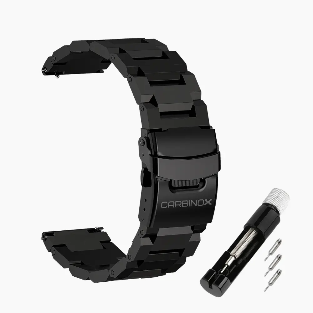 CARBINOX Metal Band Durable 22mm Compatible with Smartwatches - Stainless Steel, Adjustable, Secure Fit, Includes Toolkit