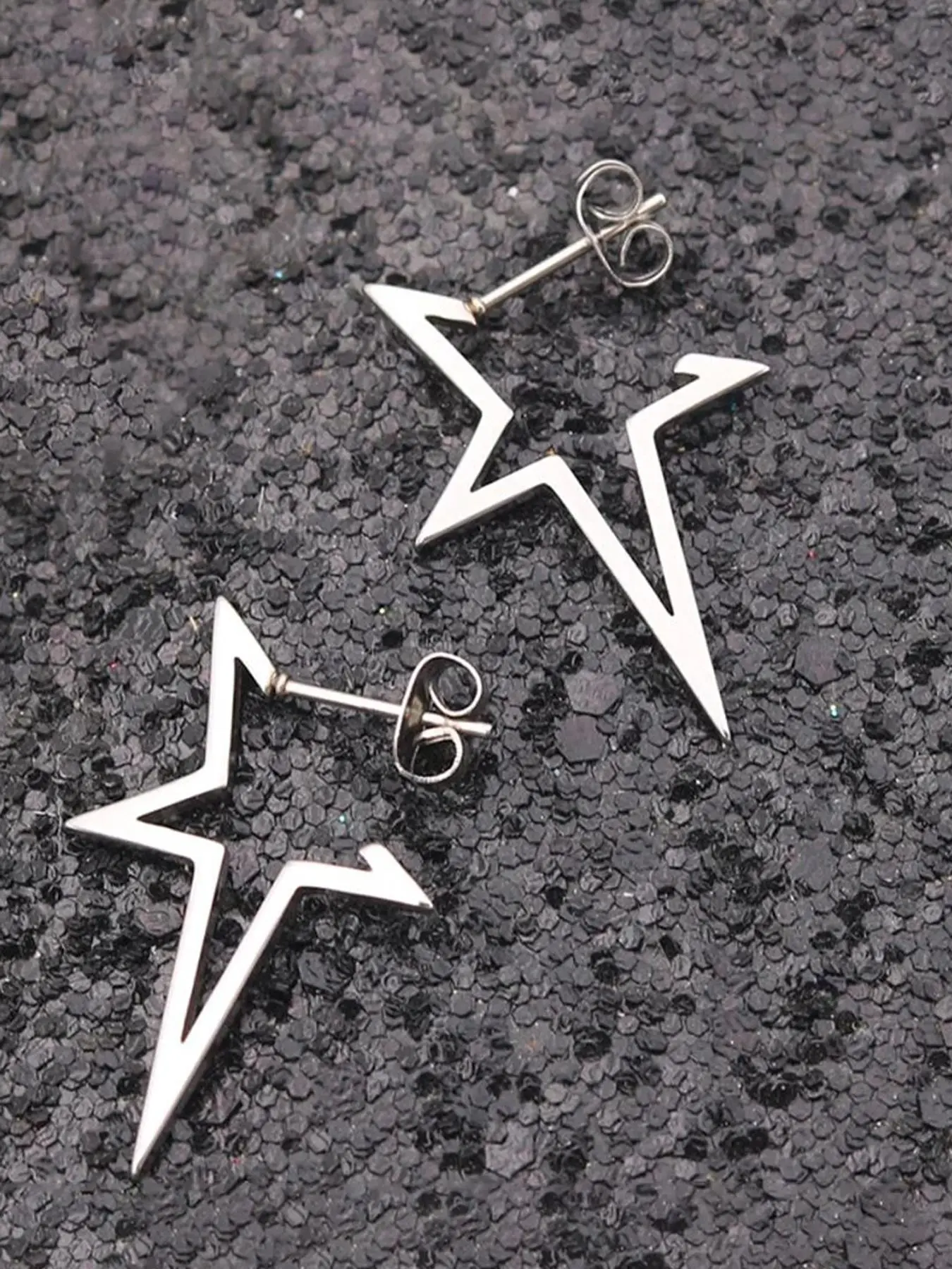 1Pair of Trendy Hip-hop Geometric Minimalist Star Stainless Steel Studs Earrings for Men and Women, Retro Street Style, Versatile Earrings for Daily Parties, Stud Earring Jewelry