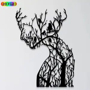 1pc Deer & Tree Metal Wall Art, Enchanting Deer & Tree Statue Mural, Ideal Gift for New Year, Christmas, Nature Decor Enthusiasts,  Wall Sculptures, Perfect for Indoor Wall & Outdoor Fence, Nature-Inspired Metal Wall Ornament for Home Decor