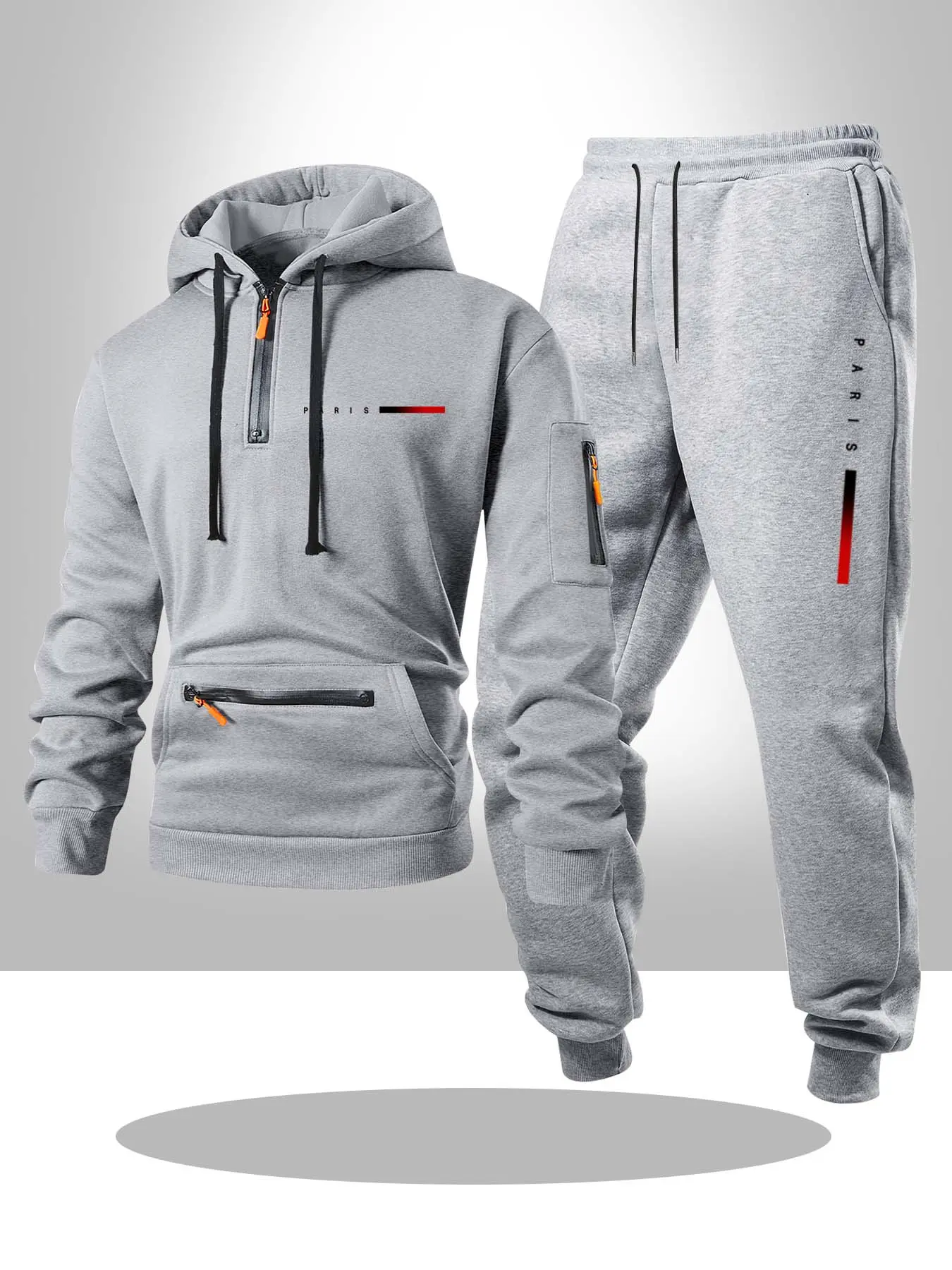 Men's Hooded Sweatshirt Set 2 Piece Classic Letter Design with Pockets, Drawstring Casual Sport Pants, Fall & Winter Fitted Style, Sweatsuit Set, Athleisure Sportswear Set
