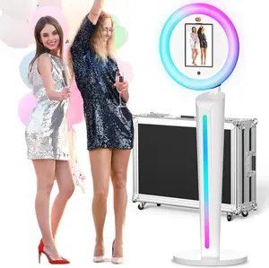 Portable Photo Booth for Ipad 10.2In 10.9In 11In 12.9In 13In, Selfie Photobooth Stand Shell Machine with Ring Light Flight Case, Software Remote Control Music Sync for Parties (Z1)