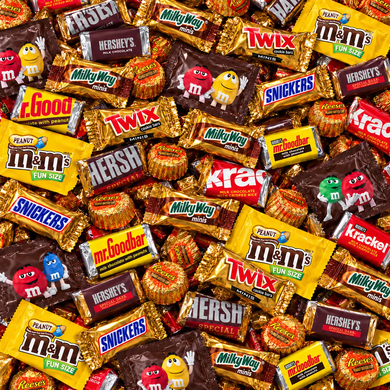 Rich & Richers 7-Candy Chocolate Assortment Pouch - 2LB Bulk Variety Mix with Snickers, M&M's, Twix, Reese's for Halloween Trick-or-Treat