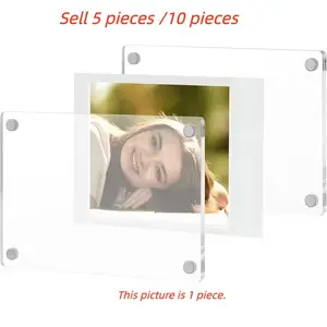 Magnetic Acrylic Clear Decorative Photo Frame for Outdoor Travel Souvenirs, Holds 2x3 Instax Mini, Portable Card Photo Album for Scrapbooking, Camping, Refrigerator Display