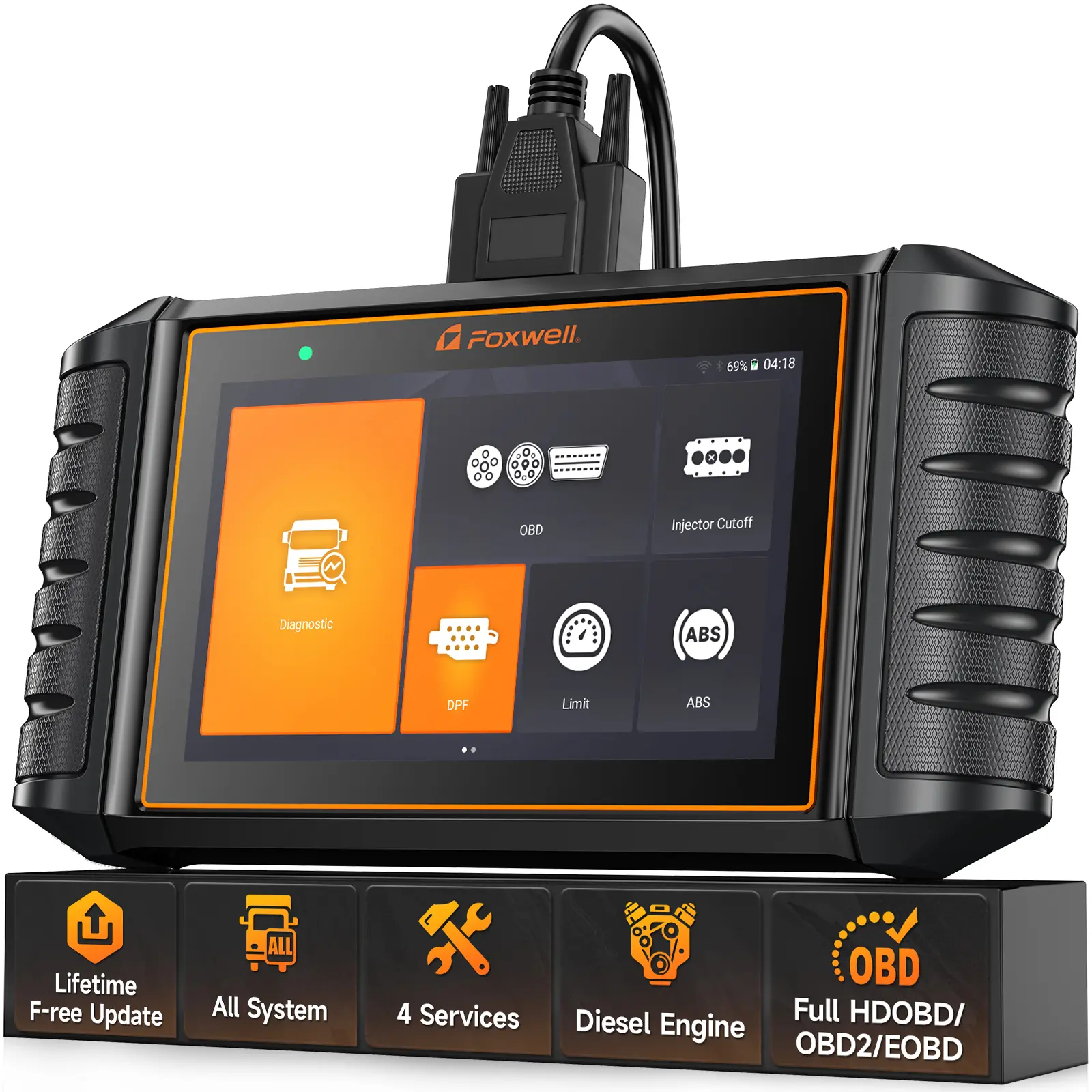 FOXWELL HD500 Diesel Diagnostic Scanner Truck ABS Bleeding for Hino Cat Paccar